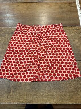 Louie Lucie sz large High-Rise Red Patterned A-Line mini skirt with Front Button